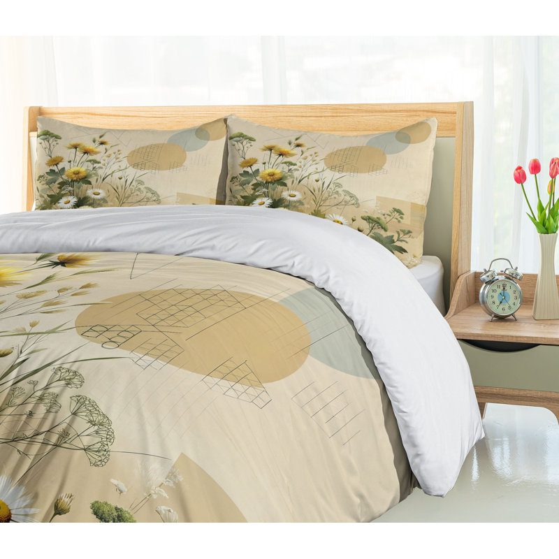 Floral Eucalyptus Duvet Cover, California King Duvet Cover + 2 Standard Shams