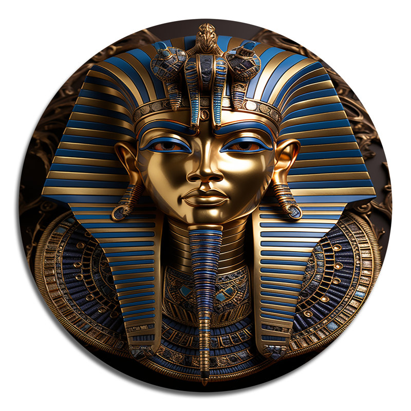 Égypte, pharaons royaux - Art rond en métal, H 16 po x l 16 po