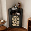 Armoire de coin noire en bois massif