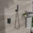 Ceiling Mounted Dual Shower - Oil Rubber Bronze Rainfall And Handheld Easy Clean System With Adjustable