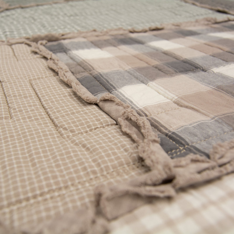 Smoky Cobblestone Gray Cotton Reversible Full Quilt