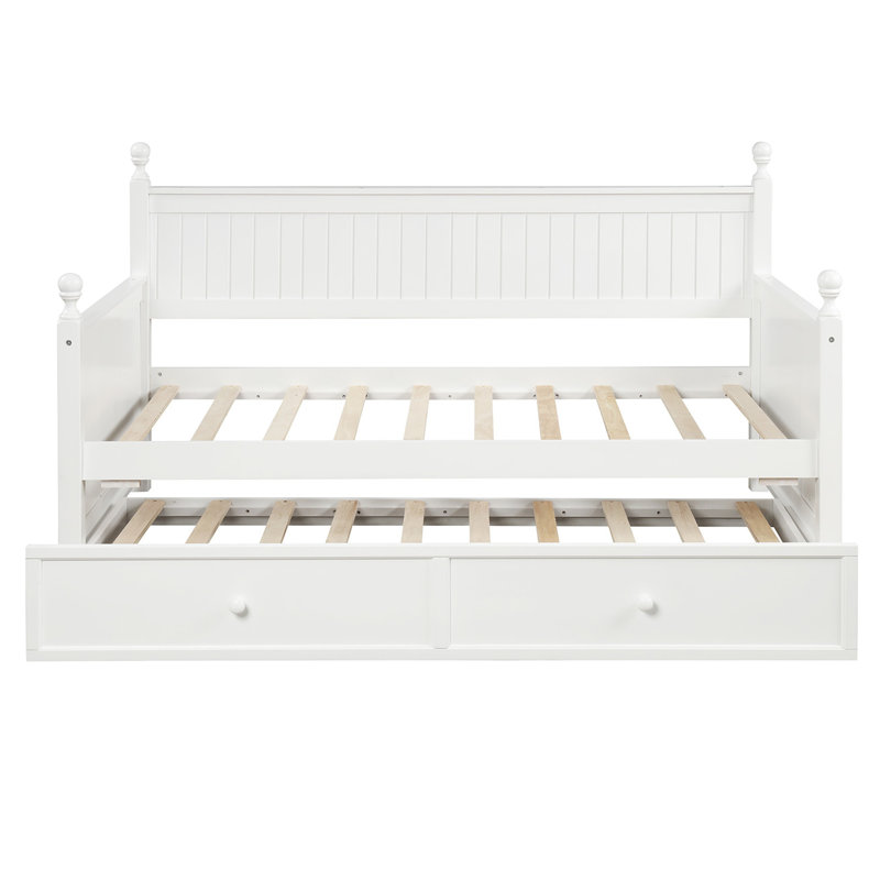 Lit de jour moderne simple avec lit gigogne escamotable, structure en bois massif pour chambre d'enfant, canapé-lit à lattes peu encombrant, aucun sommier nécessaire
