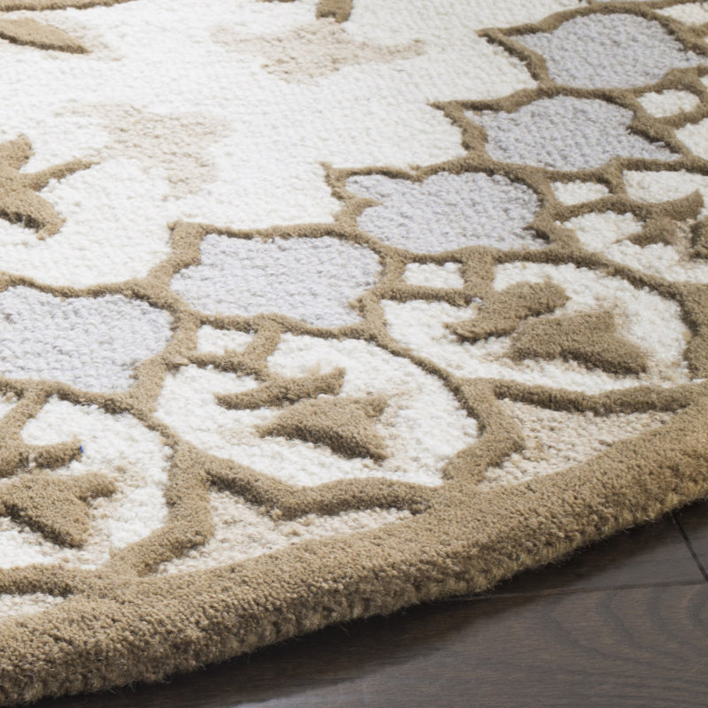 Tapis floral en laine touffeté à la main Miu, Rond 5 pi