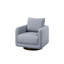 Chaise d'appoint pivotante moderne en tissu gris avec siège rembourré et base en bois pour le salon, avec pivot à 360 degrés, conception à profil bas, coussin de dossier rembourré et quincaillerie de soutien-818961961