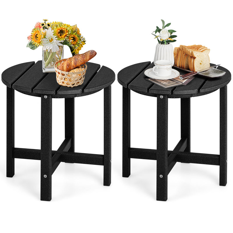 Table d'appoint ronde en polyéthylène haute densité (PEHD), Noir, noir, noir, noir, 2