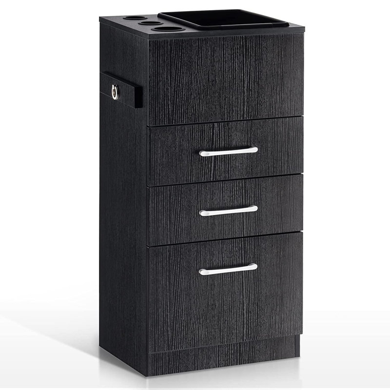 Salon Cabinet with Tool Holder Makeup Organizer, Black