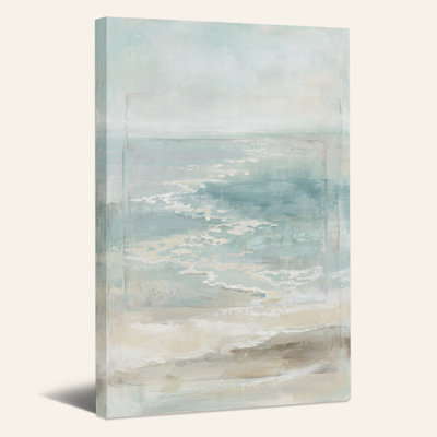 «Layered Abstract Seascape in Teal and Sand», art mural sur toile