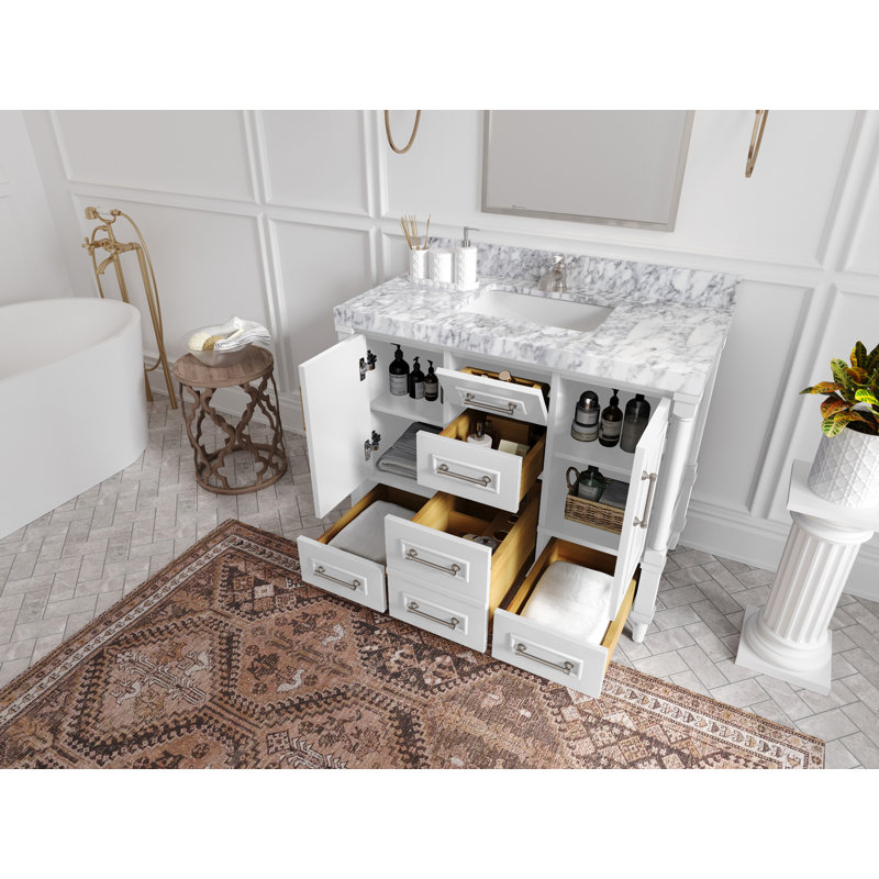 42 po X P 22 po D Meuble-lavabo de salle de bain simple en blanc avec 2 comptoirs Empira