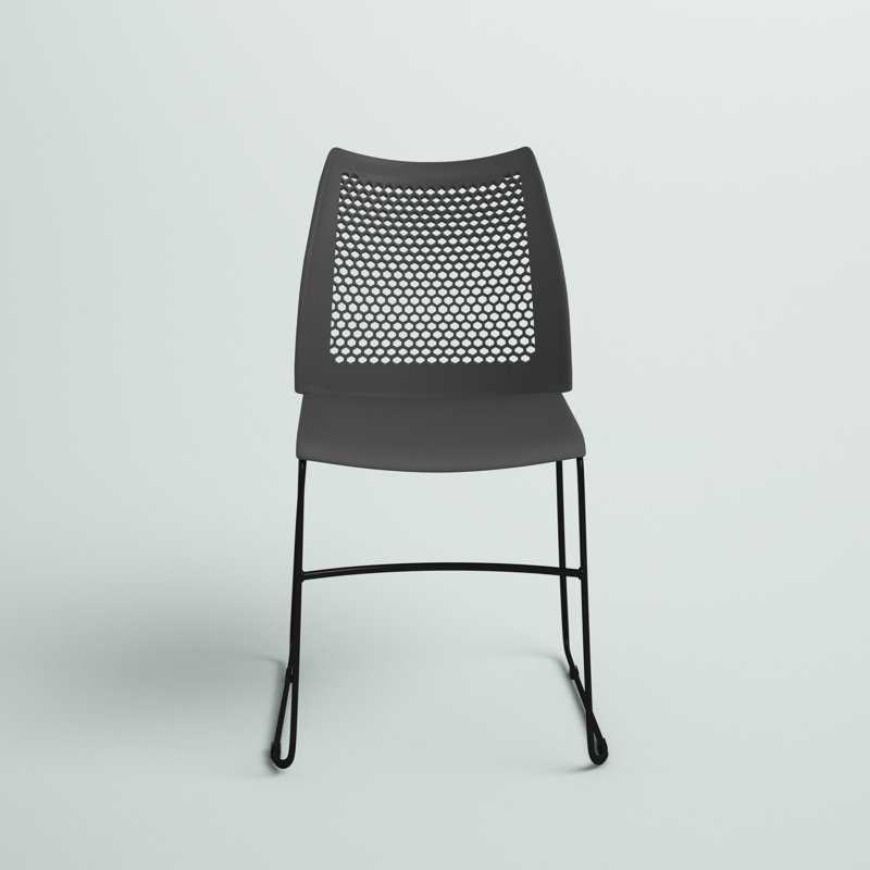 Black Armless Stacking Chair with Air-Vent Back
