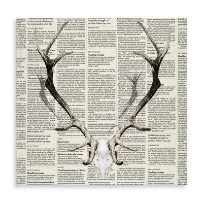 Rustic Brown Animals Tablecloth - Deer Horns on Newspaper Decor