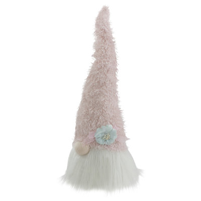 Tête de table 16 "rose et blanche avec gnome de printemps et de Pâques avec une fleur bleue