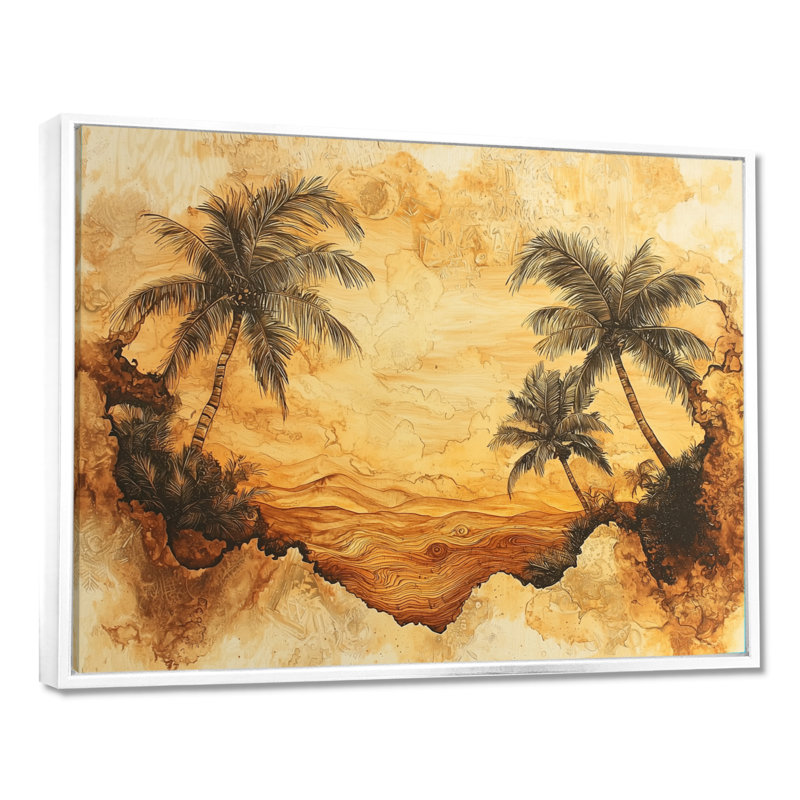 Clémentine, cuivre, prunes, arbre sur bois, paysage I - palmiers et palmiers, art mural, H 34 po x l 44 po, Blanc