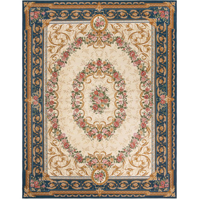 Tapis traditionnel extérieur Nile bleu marine et ivoire