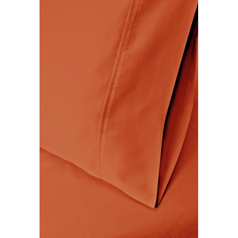 Ensemble de taie d'oreiller en coton certifié égyptien - 300 fils de couleur unie, Standard, Citrouille