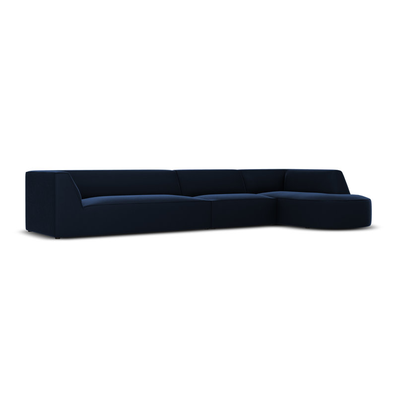Adoraim 6 Seater Velvet Sofa & Chaise, Right Hand Facing, Royal Blue