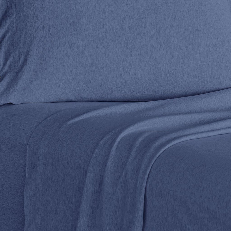 Brooklyn Flat Jersey Knit Sheet Set, Blue, King Sheet Set with 2 Pillowcases 