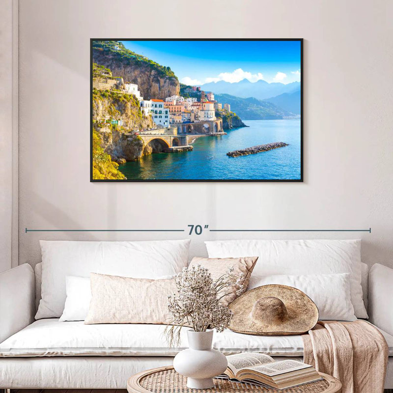 Lumière du jour sur la côte d'Amalfi, Cadre flottant noir, 43 po x 29 po