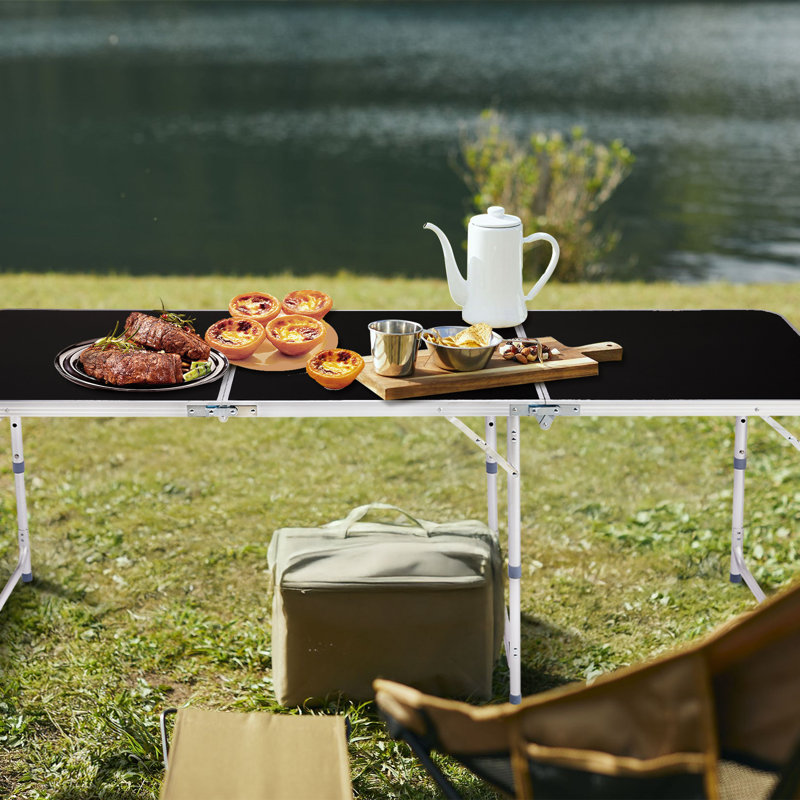 6Ft Aluminum Alloy Folding Table Black