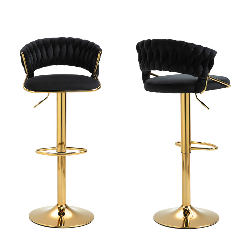 Ginko Height Adjustable Swivel Bar Stool, Gold, Black