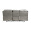 Canapé double inclinable gris 1 pièce avec porte-gobelets rabattables, prises de courant USB et tiroir caché en similicuir rembourré