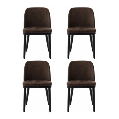 Lot de 6 chaises rembourrées modernes pour la salle à manger, chaises de cuisine en tissu avec dossier incurvé