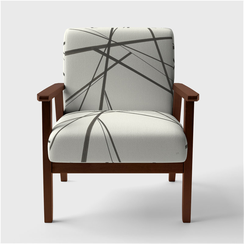 Mackaela - Minimalist Black And White III - Upholstered Transitional Accent Arm Chair, Brown Square Arms