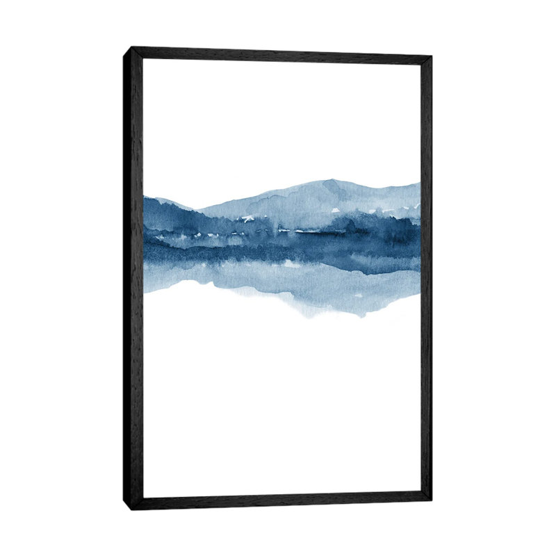 Watercolor Landscape X Navy Blue - 2/2 by Nouveau Prints - Floater Frame Gallery-Wrapped Canvas Giclée on Canvas