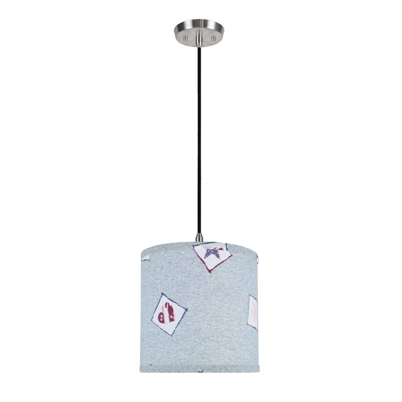 Luminaire tambour à tambour simple 1 lumières Jaiden, Bleu pâle
