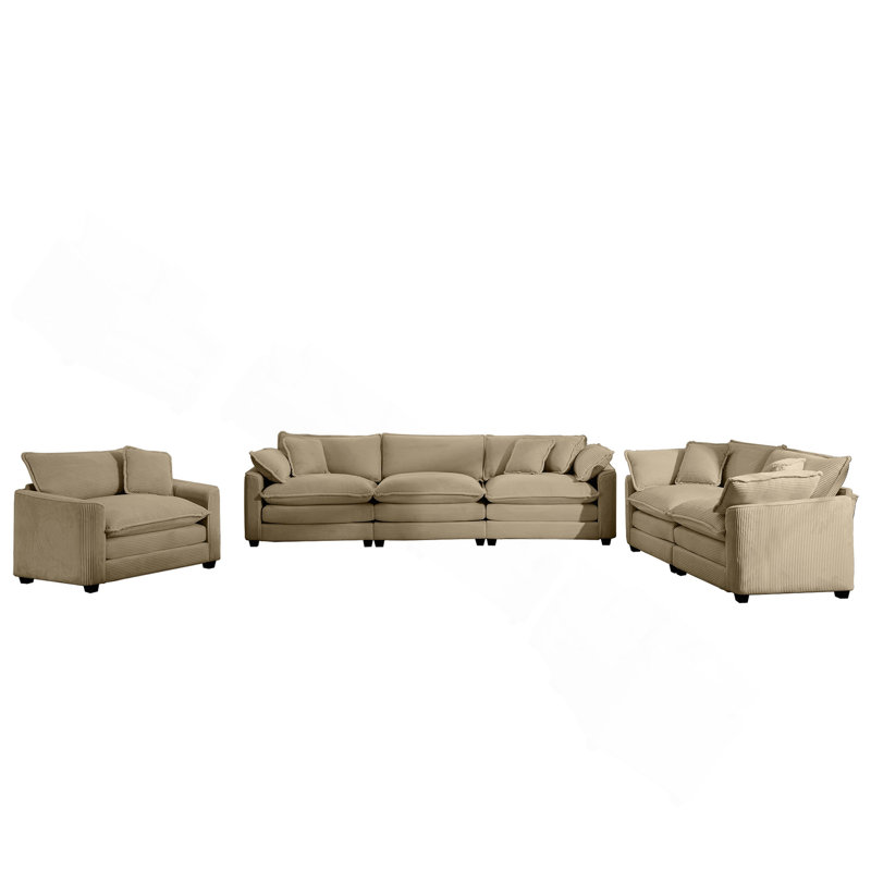 Canapé modulaire surdimensionné 3 pièces Canapé modulaire surdimensionné confortable, un canapé modulaire simple, un canapé à 2 places, un canapé à 3 places, siège à assise profonde en velours côtelé brun clair