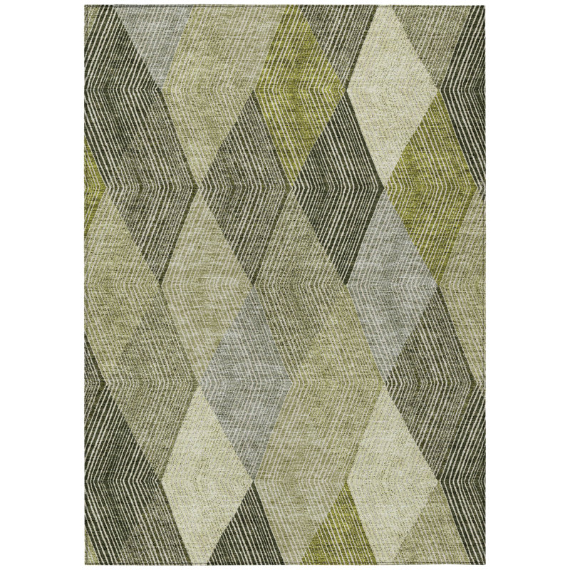 Olive Flat Woven Rectangular Synthetic Easy Care 8' x 10' Rug