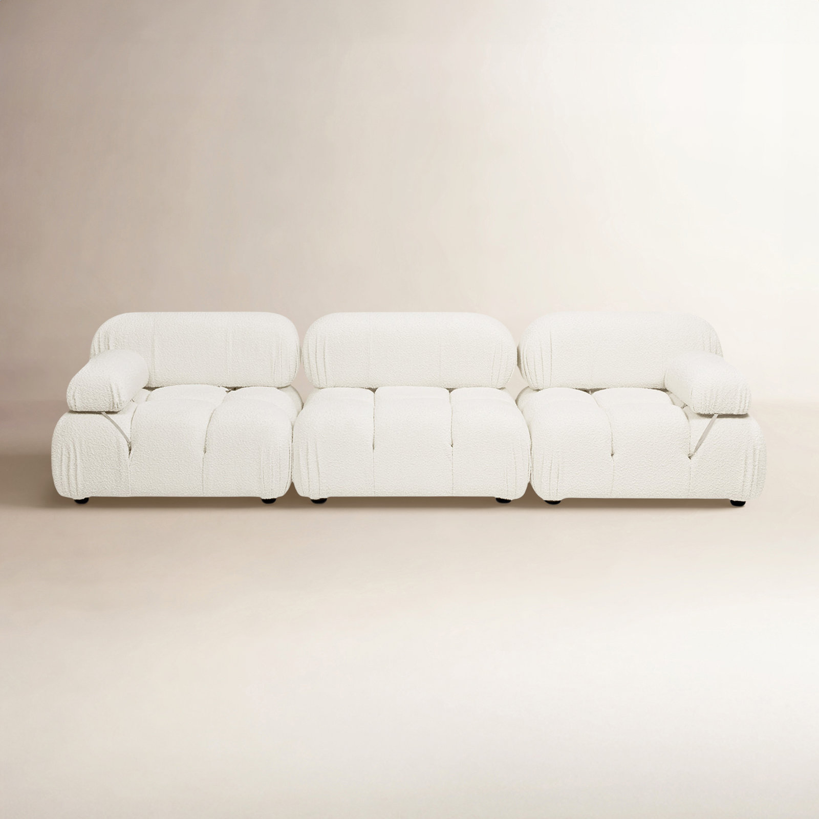 Sigma Upholstered Sofa, Ivory Boucle, 27.5" H x 109.5" W x 36" D, 3