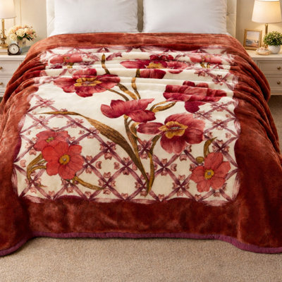 VelvaBlossom Silky Soft Floral Queen Blanket