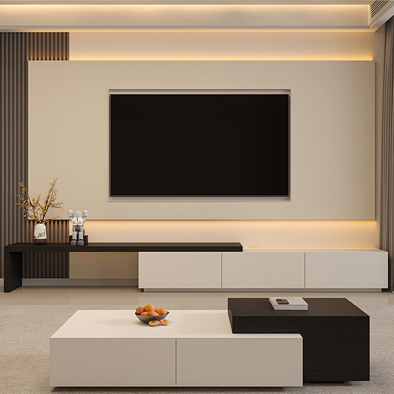 Nouveau style de meuble télé en bois massif haut de gamme, Noir, noir, noir, noir