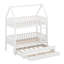 Lit superposé simple au dessus d'un lit simple avec lit gigogne et tiroirs de rangement, lit superposé avec toit Playhouse, cadre de lit de maison en bois