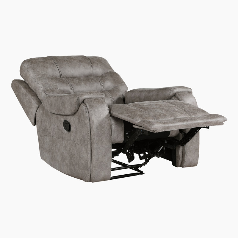 Solena 39.5" Modern Manual Polished Microfiber Reclining Chair with Tab Pull Recline, Foam Over Coils & Durable Support