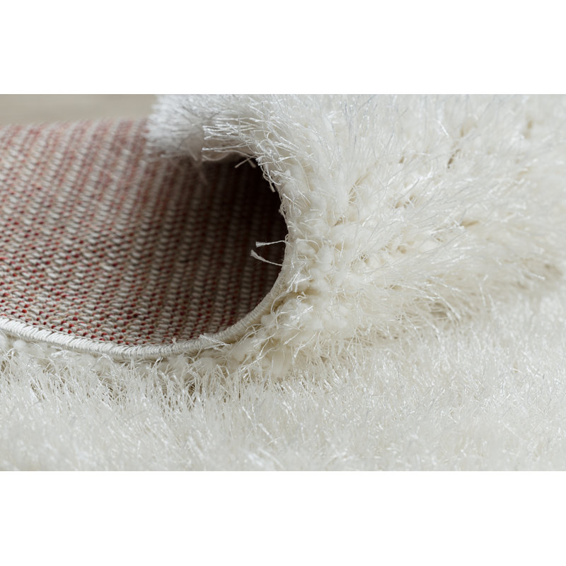 Taryn Solid Colour Area Rug, White, Round 120cm
