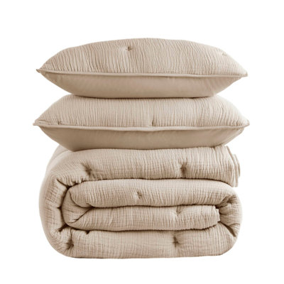 Cotton Embroidered Muslin Quilt Set for Full/Queen Beds