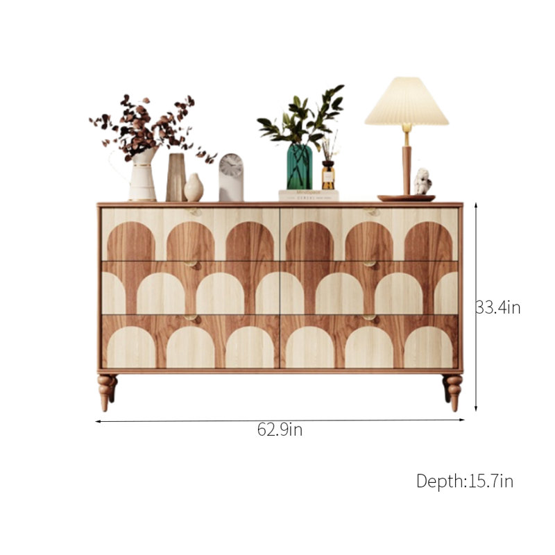 Living Room Retro Style Porch Cabinet 62.9'' Sideboard, Light Brown