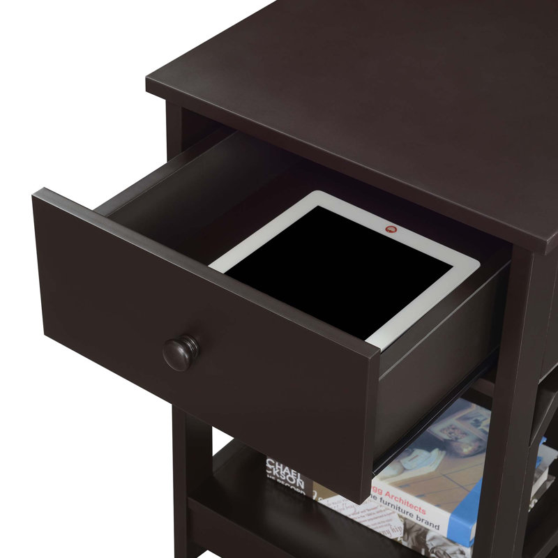 Gerde End Table with Storage, Espresso