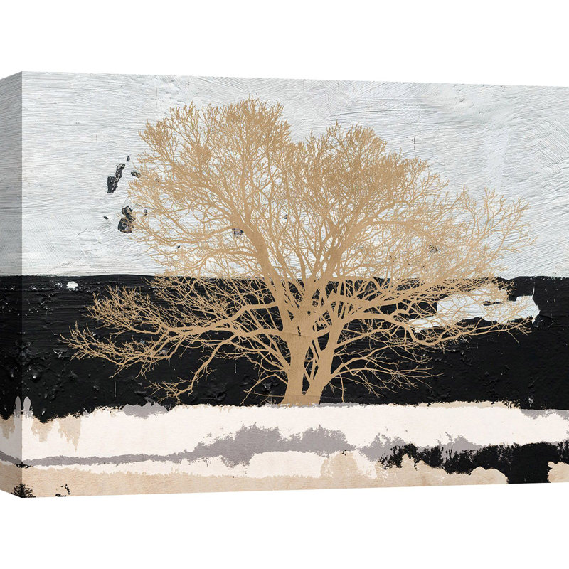 Golden Tree by Alessio Aprile - Wrapped Canvas Painting, 50cm H x 70cm W x 4cm D