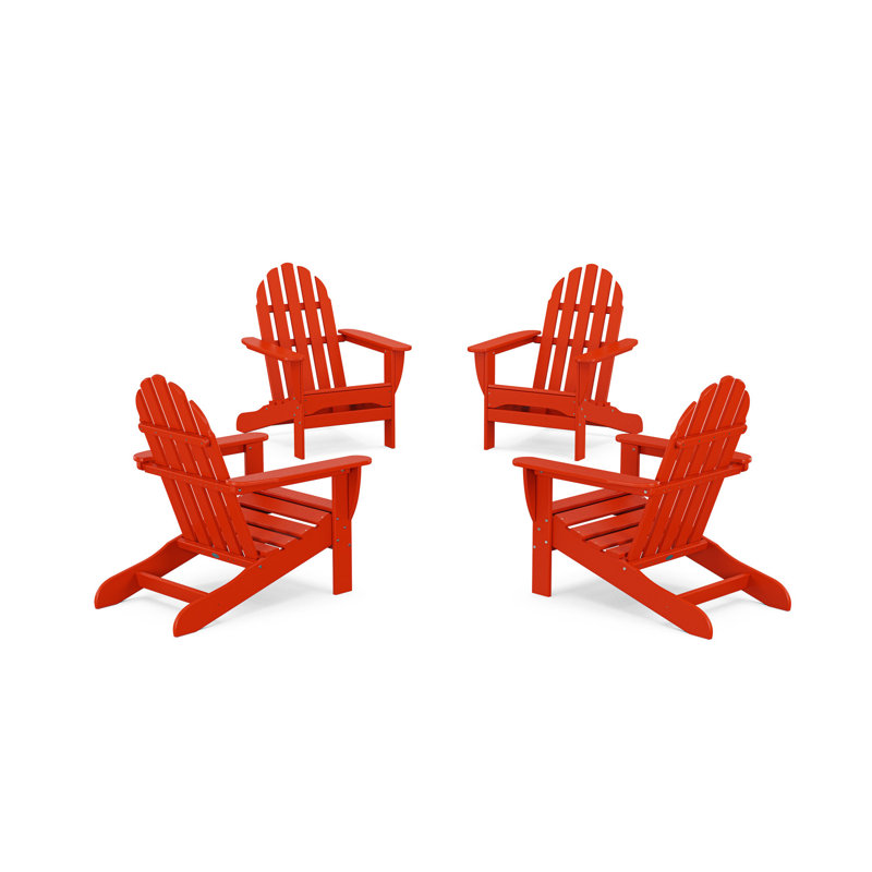 POLYWOOD Classic Adirondack Conversation Set, Sunset Red