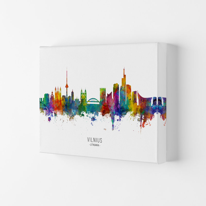 Vilnius Lithuania Skyline by Michael Tompsett - 1 Piece Wall Art, 42cm H x 59.4cm W x 4cm D, Wrapped Canvas