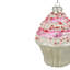 Ornement de Noël en forme de petit gâteau rose et blanc 4 po avec paillettes