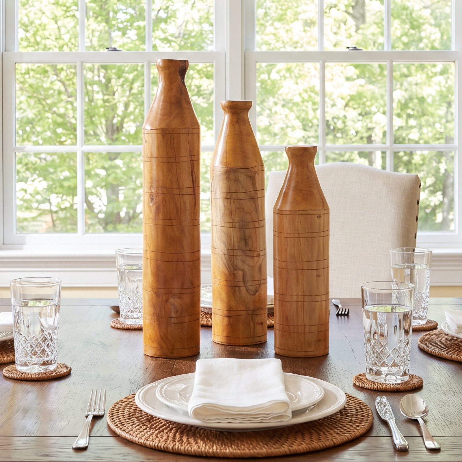 Solid Teak Floor Vase