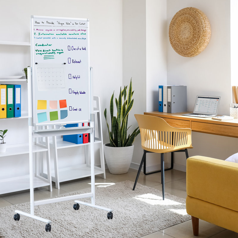 Tableau blanc à double face effaçable à sec VIVO (série CART-WB24A), 69 po x 22 po / 26 po