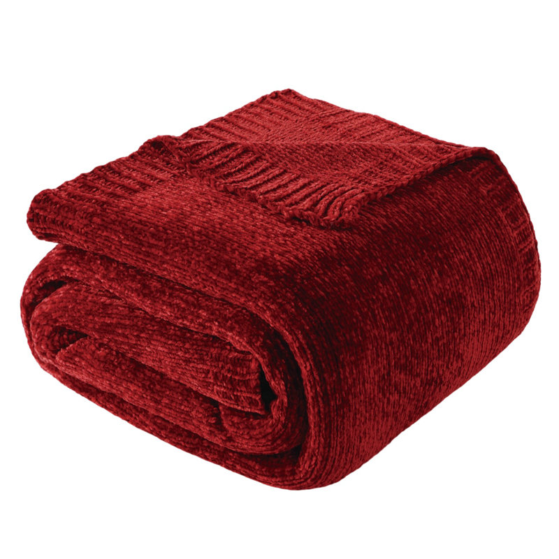 Jeté en chenille pour canapé, douillette douillette pour canapé, 51 po x 67 po, Bourgogne