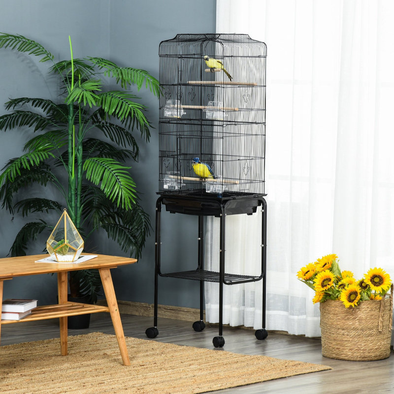 Avelyn 157.00cm Metal Dome Top Floor Bird Cage with Wheels