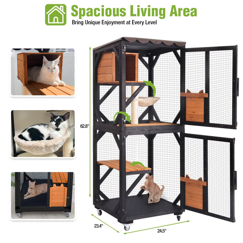 Enceinte de chat mobile pour l'extérieur Catio, Noir