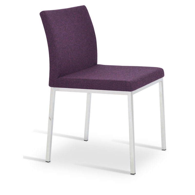 Chaise d'appoint en métal Aria, Laine marron foncé, Chrome