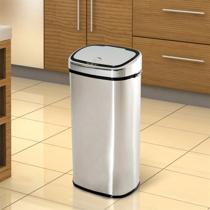 Jamesetta Steel Motion Sensor Kitchen Trash Can, 68 L, Silver